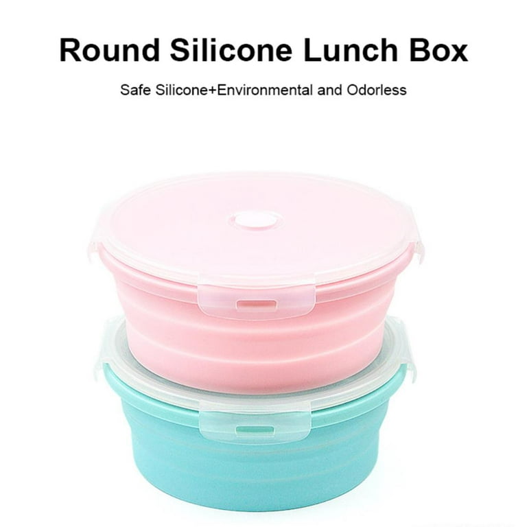 Airtight Glass food containers 1L round meat lunch box with silicone lid