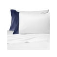 thumbnail image 3 of BEDLAM 100% Cotton Sheets Hotel Style Luxurious 800TC White Cotton Sheets with a Navy Italian Border 4pcs Cotton Sheet Set Includes 2 Cotton Pillowcases Twin XL Size Sateen Cotton Bed Sheets, 3 of 4