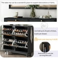 thumbnail image 4 of Rattan Boho Style Shoe Cabinet with 4 Flip Drawers, Modern 2-Tier Shoe Storage Organizer with Large Space, Free Standing Shoe Rack for Entrance Hallway, 4 of 10