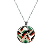 Palestine Elegant Glass Circular Pendant Women's Necklace