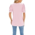 thumbnail image 3 of Frontwalk Ladies T-shirt Square Neck T Shirt Short Sleeve Summer Tops Women Casual Tunic Blouse Button Pullover Pink L, 3 of 4