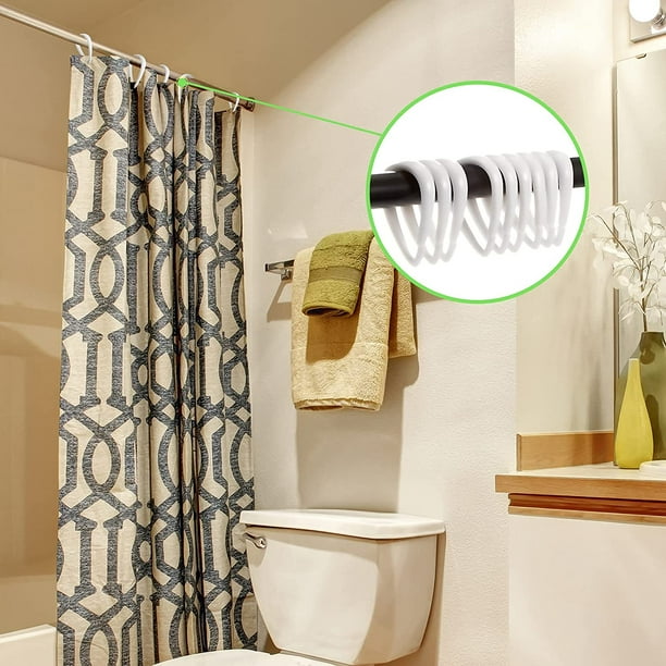 Htooq 24 Pack Drop Shaped Shower Curtain Hook Plastic Shower Curtain Rings Easily Slide On Shower Rod Curtain Ring For Bathroom Shower Curtain, Dressi