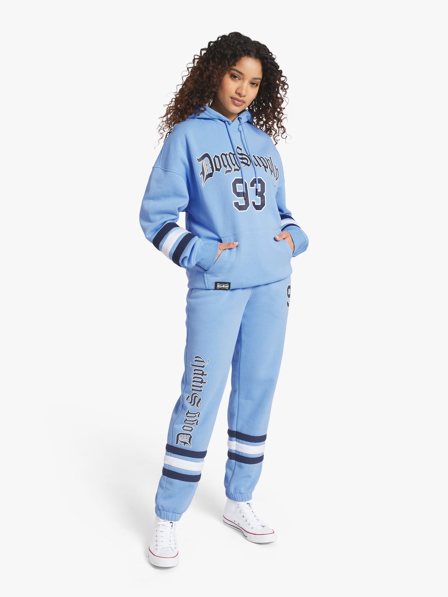 Dogg Supply by Snoop Dogg All-Gender Men's and Women's Extended Size Varsity Fleece Joggers, Sizes 4XL-5XL