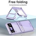 thumbnail image 2 of MonsDirect for 6.7 inch Samsung Galaxy Z Flip 4 5G 2022 Case, Hinge Protection Plating Frame Hard PC Back Clear Shockproof Full Coverage Bumper Protective Shell Cover for Galaxy Z Flip 4, Purple, 2 of 6