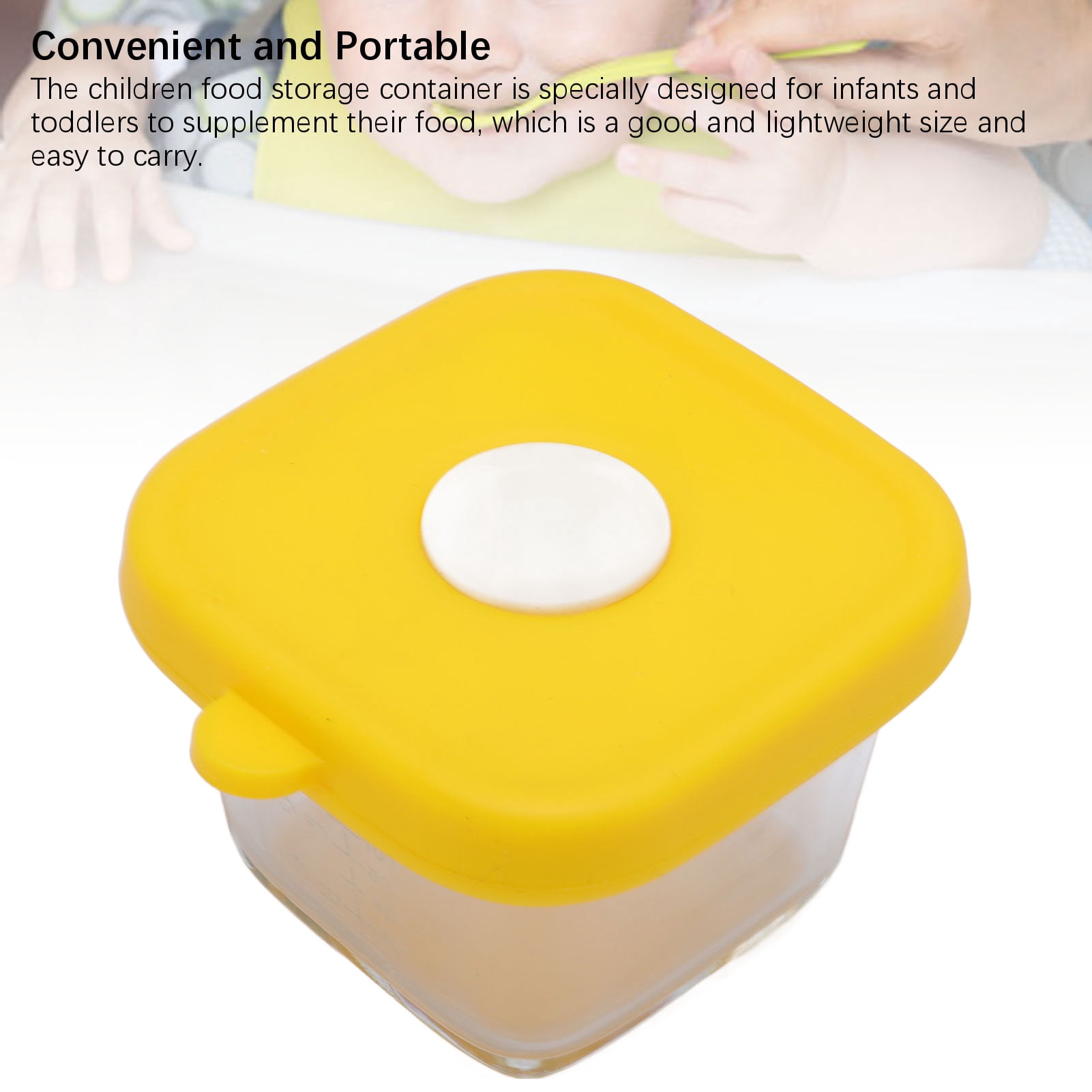 LAZIOEGR 4-Pack Baby Food Storage Jars Glass Meal Prep Containers with Airtight Silicone Lids, 4.7 oz / 140ml Infant Snack Dispenser Bowls for Freezer and Microwave, Yellow