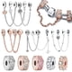 thumbnail image 2 of Colgante de plata Ley 925 para mujer, cadena de seguridad con Pavé Clip transparente, cuentas de oro rosa, joyería para Festival, compatible con Pandora, 2 of 4