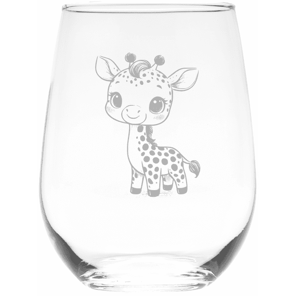 C&M Personal Gifts 17 oz Dotty Giraffe Stemless Wine Glass