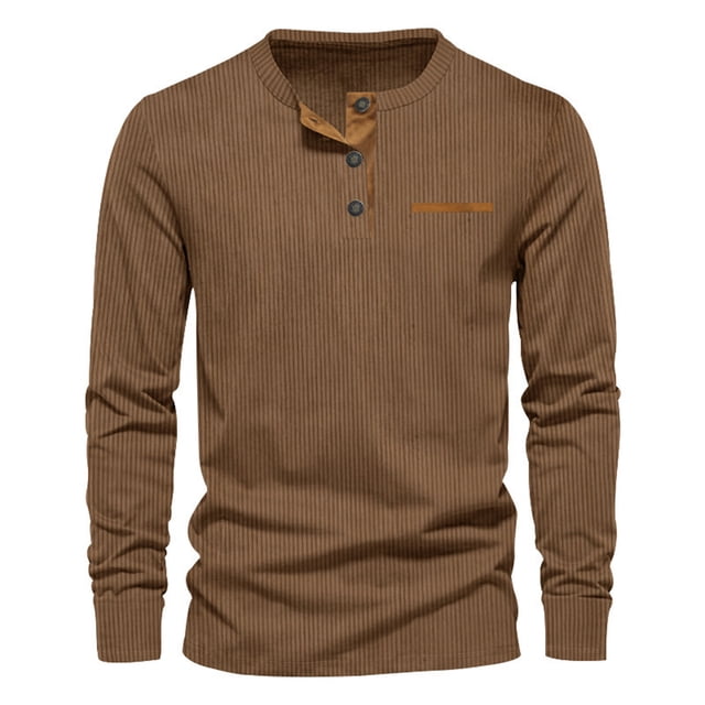 GigrtiJin Chemise en Velours Côtelé à Manches Longues pour Homme, Décontractée, Ajustée, Légère, Chandails à Col Rond Décontractés, Mode, Chandail à Boutons, Hauts