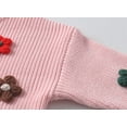 thumbnail image 3 of Bobifish Toddler Light Blue Crew Neck Sweater Multi-Color Flower Applique Long Sleeve Sweaters Knitted Soft Cute Casual Kids Daily Pullover Top, 3 of 7