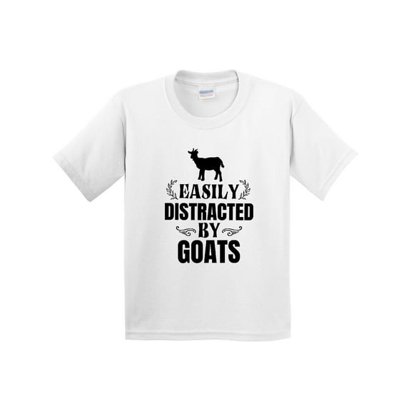 Inktastic Easily Distracted by Goats Youth T-Shirt