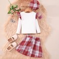 thumbnail image 6 of Sngxgn Toddler Girl Fall Winter Outfits Puff Sleeve Tops Skirt Set Kids Fashion Clothes(White,6Y), 6 of 8
