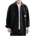 thumbnail image 3 of APEXFWDT Men's Big & Tall Shirt Jacket - Lightweight Cotton Button Front Shirt, Work Jacket for Outdoor & Casual Wear,XL,Black, 3 of 9