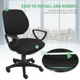 thumbnail image 2 of 2pcs  Rotating Armchair Slipcover Removable Stretch Computer Office Chair Cover Stretchy Seat Cover and Backrest Cover Set for Home Office (Black), 2 of 6