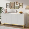 thumbnail image 5 of Sideboard Buffet Cabinet, Fluted Accent Cabinet with Adjustable Shelves, Console Table with Storage for Kitchen, Entryway, White, 5 of 8