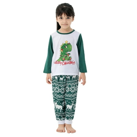 

ERTUTUYI Christmas Pajamas For Family Xmas Pajamas Pjs Sleepwear Outfits Matching Set Green 6-7Y