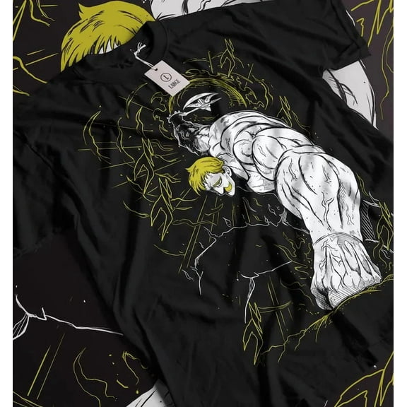 VINTAGE Anime Nanatsu No Taizai Escanor The Lion's Sin Of Pride Black T-Shirt