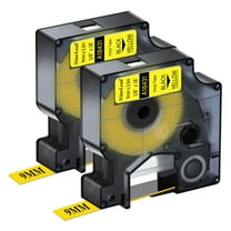 NineLeaf 2PK Compatible for DYMO 18431 3/8" x 18' (9mm x 5.5m) Black on Yellow Industrial Vinyl Label Maker Tape for Rhino 4200 5200 Label Maker