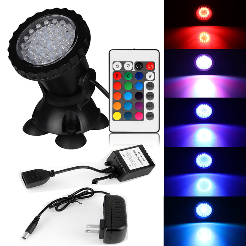 4x Lot Submersible 36 LED Pond Spot Light Underwater Pool Fountain IP68 Remote 