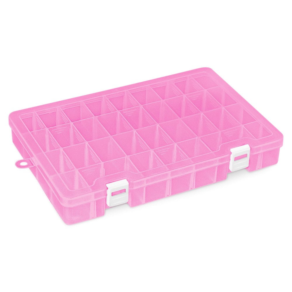 Umirokin 2 Pack 15 Grids Large Clear Plastic Organizer Box with Adjustment Dividers, Tackle Compartment Organizer Containers for Bead Jewlery Rock
