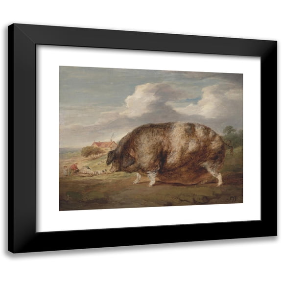 James Ward 14x12 Black Modern Framed Museum Art Print Titled - Gloucestershire Old Spot (1800- 1805)