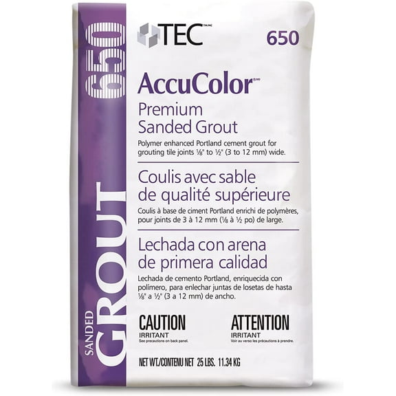 AccuColor - Premium Sanded Grout - Enhanced Color-Consistent, Wear-Resistant, Shrink-Resistant Joint Filler for use with Tile - 25 LB - 908 Gray Color