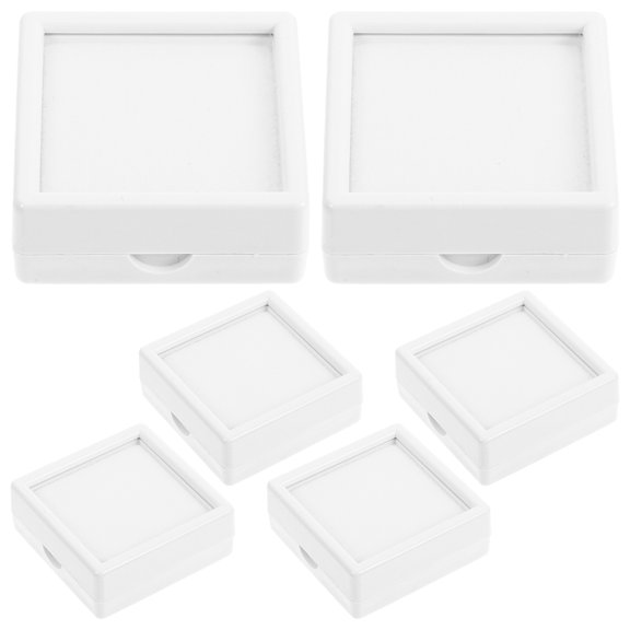 LITINKIMI Compact Glass Top Jewelry Box - Elegant ABS Design for Stones 6Pcs