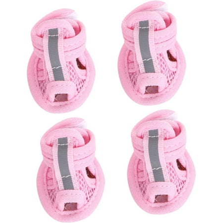 4pcs Breathable Socks Summer Booties Blue ShoesPaw Pet Shoes for Hot Shoes for Dogs Medium Dog Protector SandalsPet Dog Pink Summer Paw Shoes Blue Boots