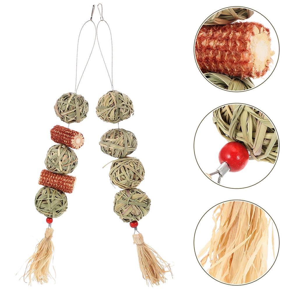 OFFIGAM 4Pcs Durable Hanging Bunny Chew Balls Natural Pet Supply for Rabbit and Hamster
