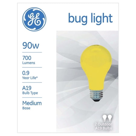 GE 90-Watt Bug Light Incandescent A19, 2-Pack