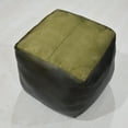 thumbnail image 6 of BBH Homes Black Round Leather Pouf Ottoman Handmade Recycled Cotton Fill BBBACPF0012, 6 of 8