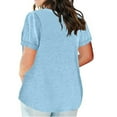 thumbnail image 5 of Delliss Women's Summer Notch V Neck Plus Size Blouse Short Sleeve Basic Loose T-Shirt, 5 of 5