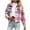Hot Pink, variant on QQAMB Flannels for Women Cropped Shacket Jacket Fashion Plaid Button Down Shirt Fall Coat Tops Red S