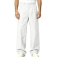 thumbnail image 2 of HOMADLES Mens Elastic Waist Work Pants Wide Leg Stretch Soft Athletic Pants Solid Color Side Pocket Casual Pants White Size M, 2 of 10