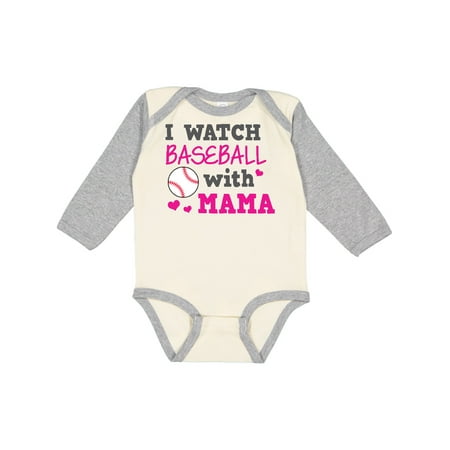

Inktastic I Watch Baseball with My Mama Gift Baby Boy or Baby Girl Long Sleeve Bodysuit