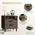thumbnail image 6 of 18" Wide Fluted Nightstand Set of 2 with Charging Station Modern Wood Bedside Table with 2 Drawers and Open Shelf, Mid Century End Table for Bedroom Living Room Office, Dark Gray, 6 of 10