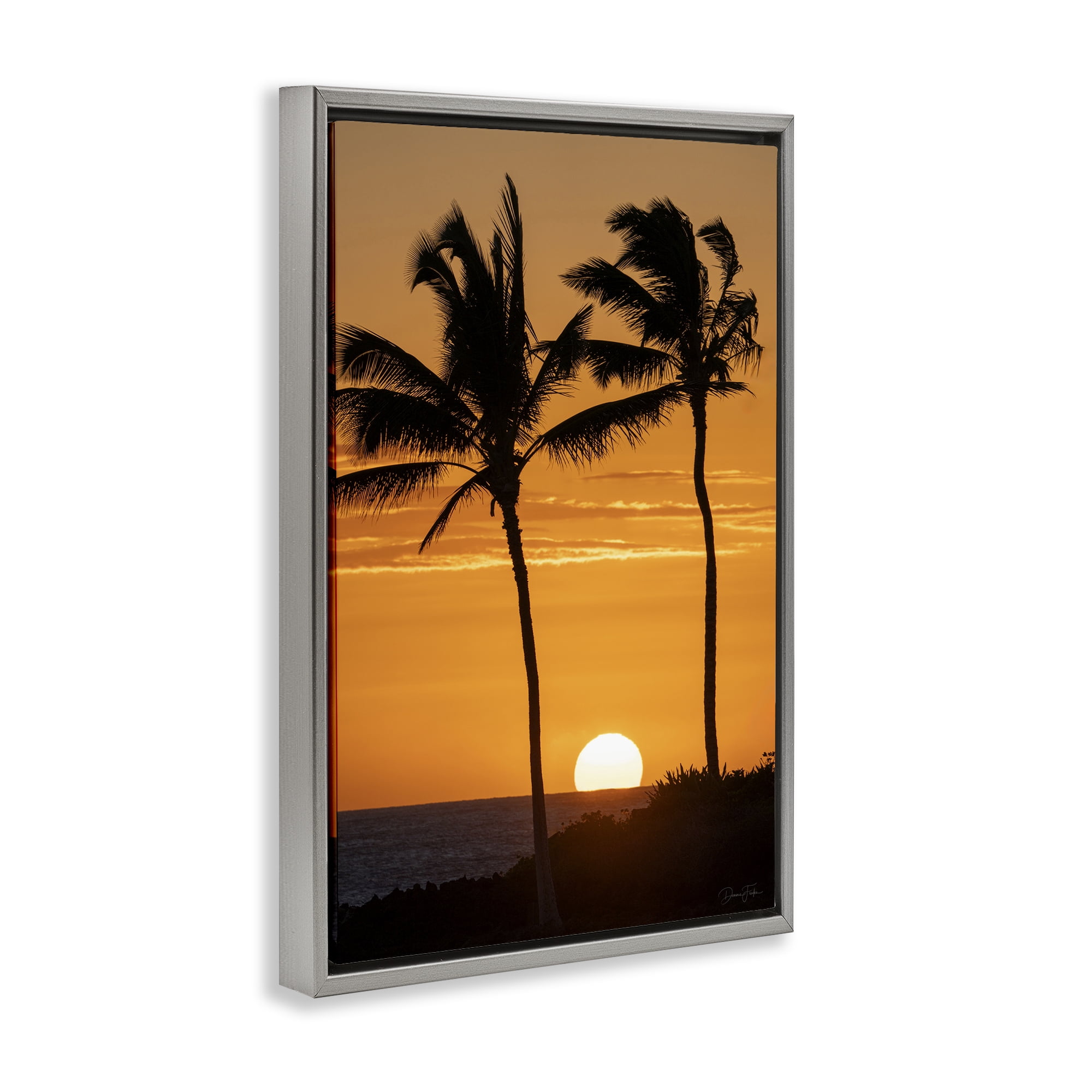 Stupell Industries Sunset Through Palm Trees Gray Framed Floater Canvas Wall Art, design by Dennis Frates