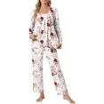 thumbnail image 4 of Tnhcen Soft Flattering Home Clothes Women’s Fashion Print Nightgown Set Long Sleeve Round Neck Pajamas with Pockets S-2XL, 4 of 5