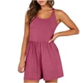 thumbnail image 2 of QATAINLAV Womens Athletic Romper Ribbed Knit Onesie Shorts Summer Casual Workout Running Short Jumpsuits Gym Yoga Outfits Beach Vacation Rompers Hot Pink L 90% off Clearance Sale, 2 of 10