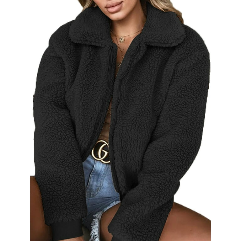 GuliriFei Womens Thick Warm Pocket Fleece Jacket Walmart