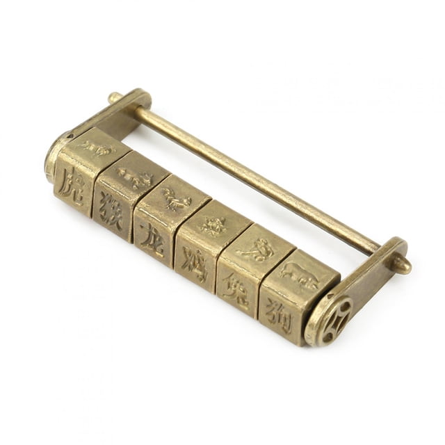 Vintage Word Lock Antique Zinc Chinese Characters Letter Combination Lock Password Escape Room Props
