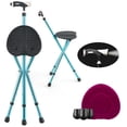 thumbnail image 2 of Spaco Lightweight Adjustable Folding Cane Seat with Light-Black, Walkers for Seniors with Seat, 2 of 8