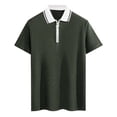thumbnail image 2 of JDQJBZ Mens Shirts Short Sleeve Mens Sweatshirt Summer Casual Short Sleeve Color Rib Knit Zippered Collar Shirt, 2 of 5