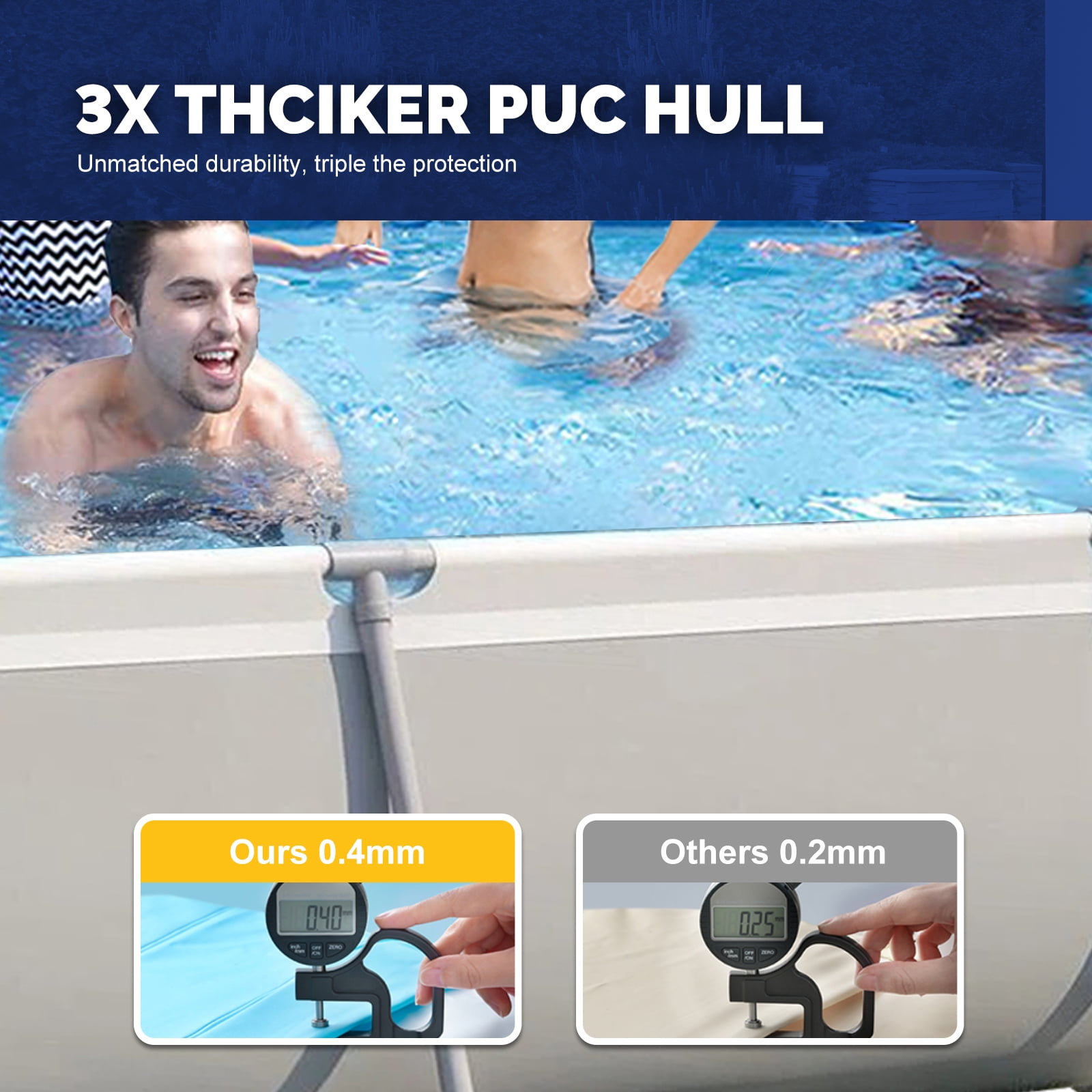 Honeydrill 10ft x 6.8ft x 25.6in Frame Above Ground Pool Set with Filter Pump, Gray