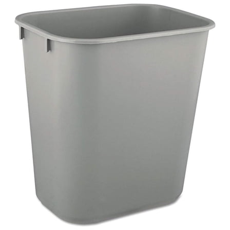 Rubbermaid Deskside Wastebasket, Versatile Plastic Trash Can, 3.5 Gallon, Gray