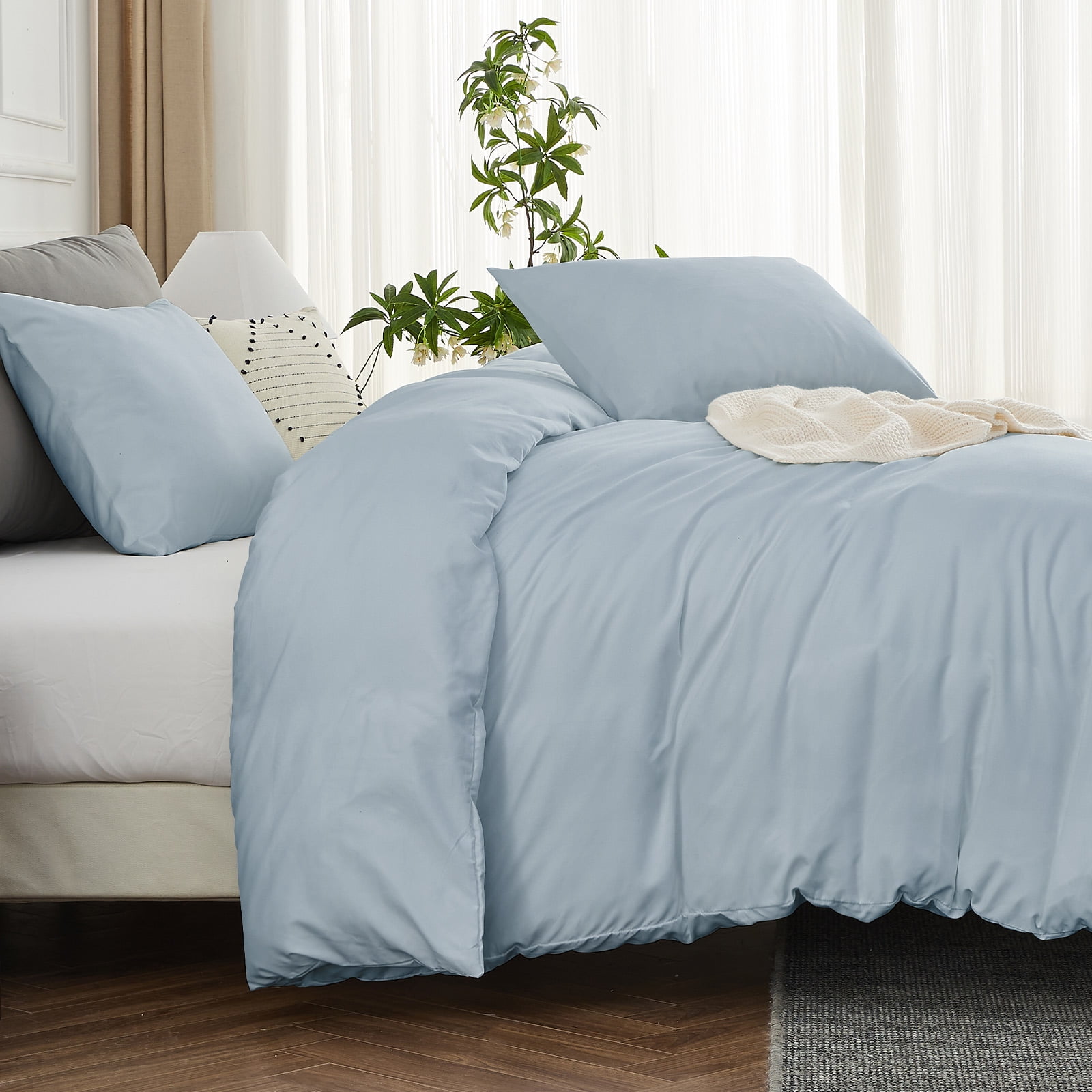 Hitime Luxury King Duvet Cover, Soft & Breathable Microfiber 3 Pieces King Bedding Sets, King Comfy Duvet Cover, with Zipper Closure