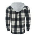 thumbnail image 6 of Rggeeun Shirts For Men Male Fall Winter Flannel Jacquard Trend Casual Plaid Long Sleeve Hooded Shirt Comfort Tops, 6 of 9