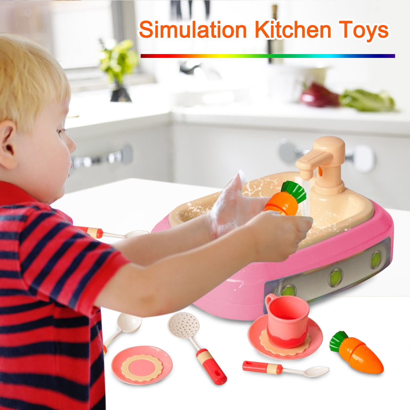 Children's Simulation Kitchen Playset For Girls & Boys Cooking Pretend Toys Gift 
