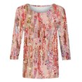 thumbnail image 4 of Fiudx Ofertas Flash Artículos En Oferta Camiseta Estampada a La Moda para Mujer, Blusa de Mangas 3/4, Tops Informales con Cuello Redondo, 4 of 4