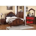 thumbnail image 5 of 1pc Queen Size Bed Four Posts Faux Leather Tufted Headboard Footboard Brown / Cherry Finish Unique Bedframe Bedroom Furniture, 5 of 6