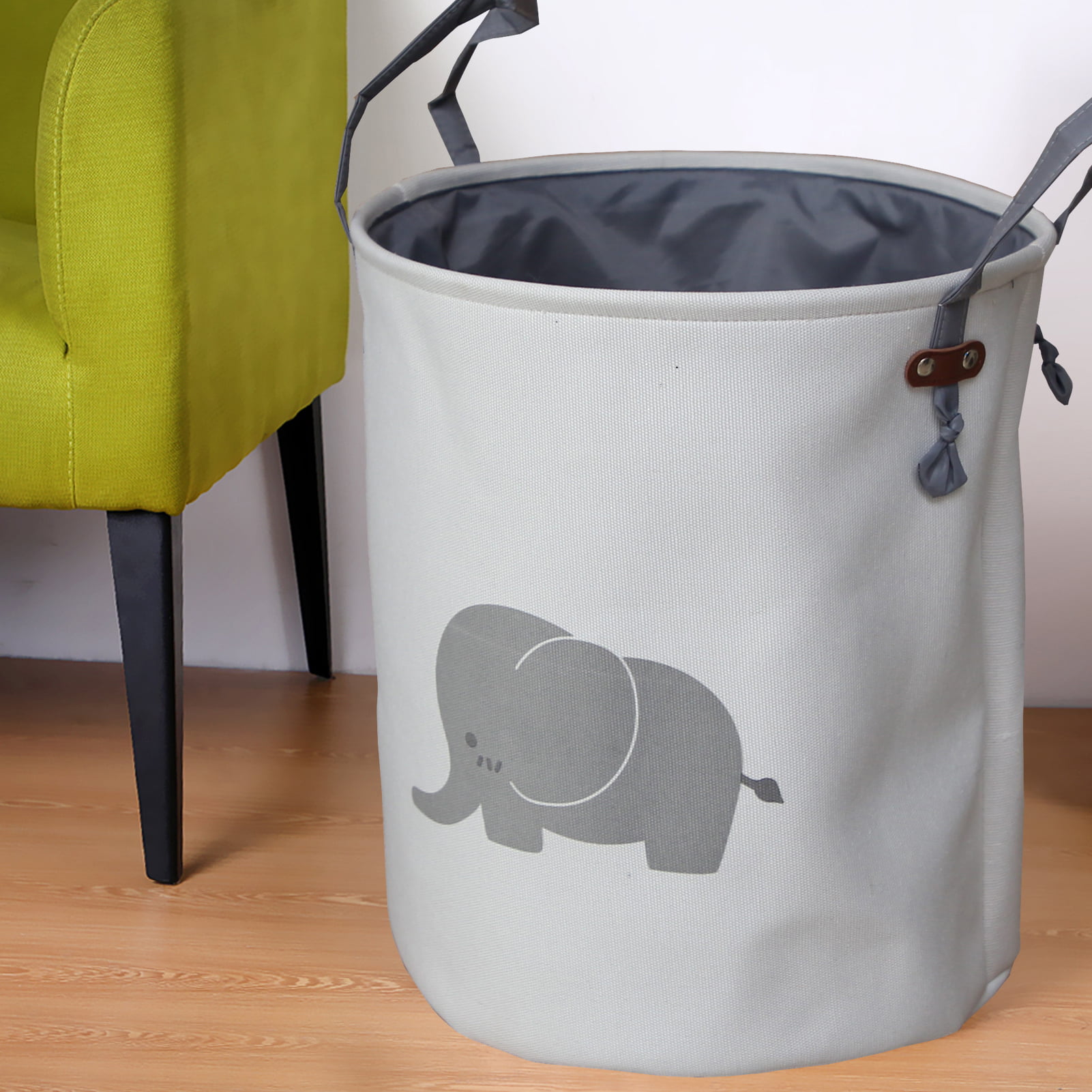 Clothes Home Baby Nursery Use Elephant Foldable Thicken Dual-layer Fabric Round Cartoon Print Organizer Bin with Handle for Toys Pawaca Laundry Storage Basket Container 